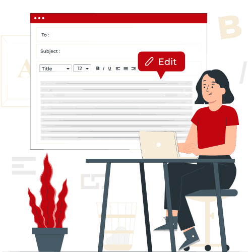 Ilustrasi seseorang menulis email